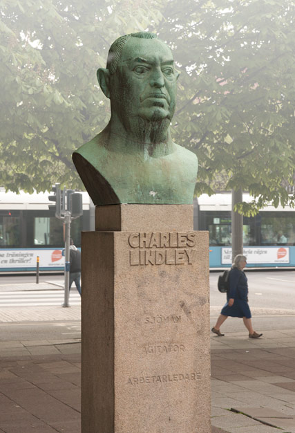 Ture Jörgenson, "Charles Lindley", skulptur, brons, Järntorget, Göteborg. Foto: © Jan Peter Dahlqvist, 2016