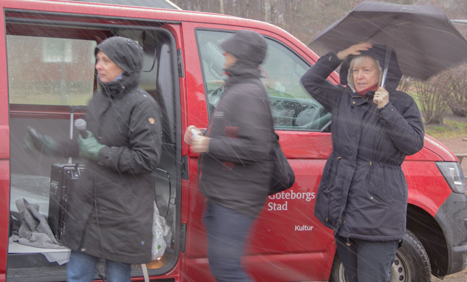 Bild från invigningen av konstverk, Bergkristallparken, Tynnered, Göteborg den 31 januari, 2018.