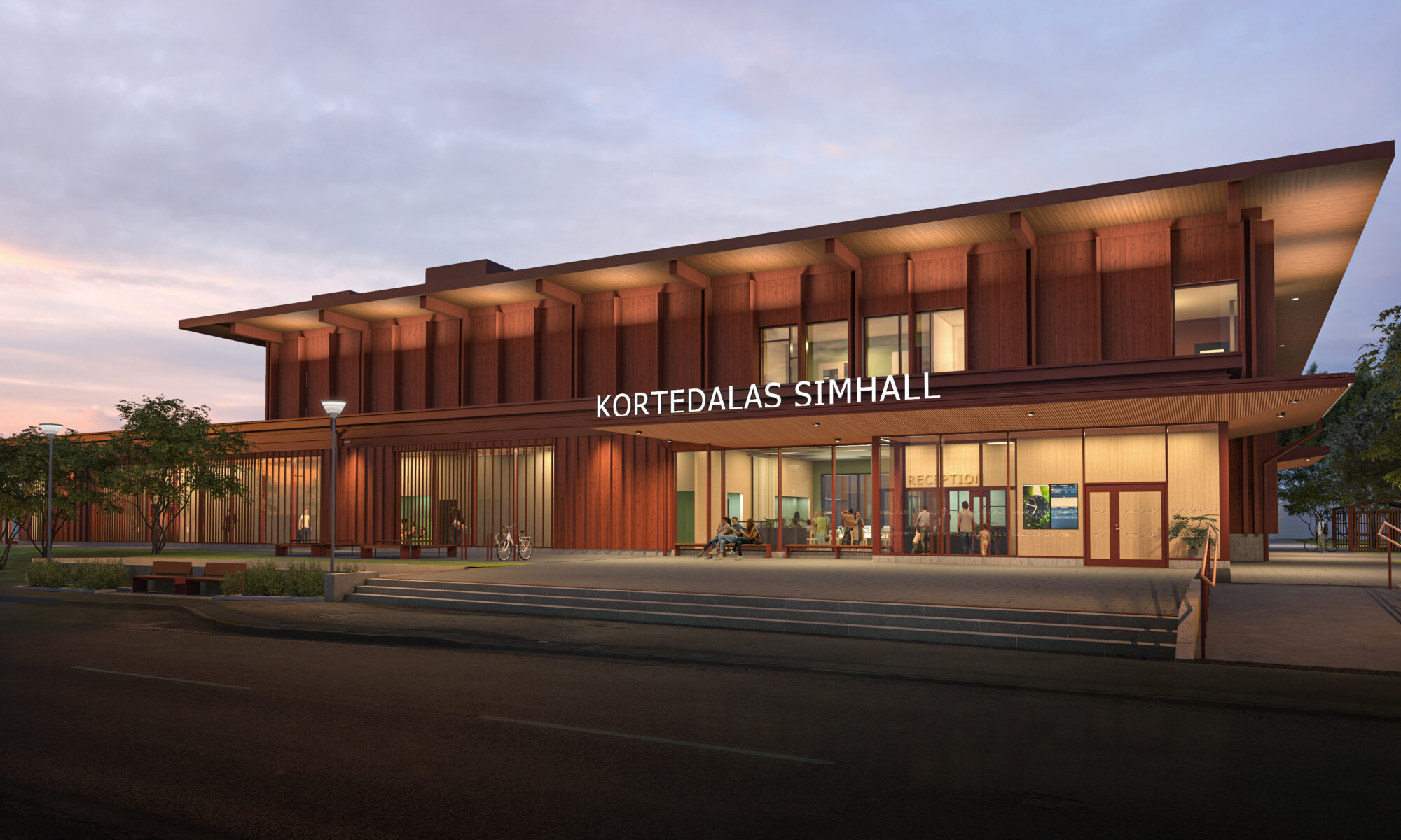 Illustration som visar utsidan på ett nytt badhus