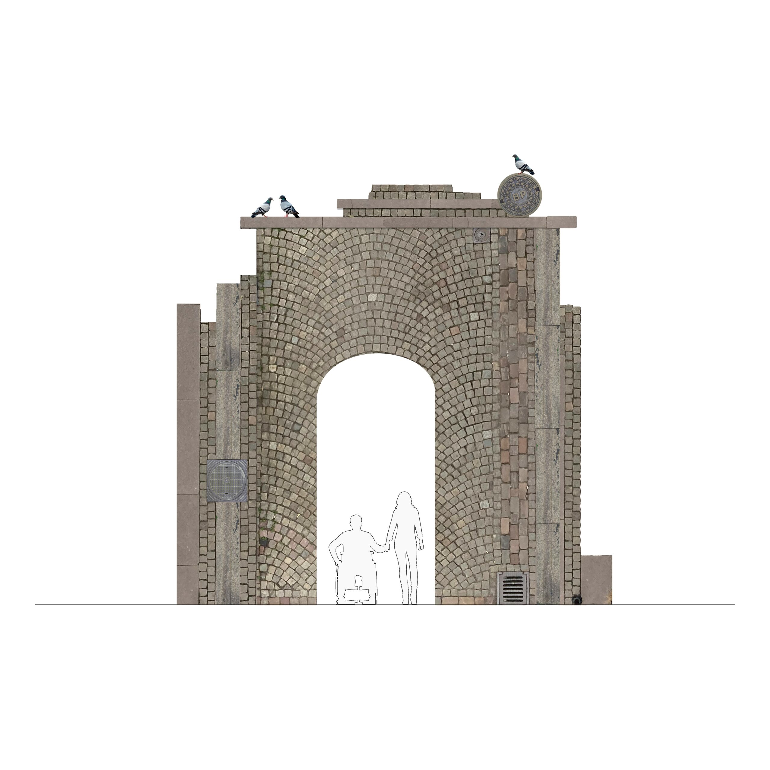 Skiss över konstverket Anti-Handkiapp Göteborgs sjätte stadsport