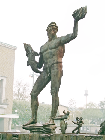 Poseidon med brunnskar Konstverket Poseidon med brunnskar av Carl Milles