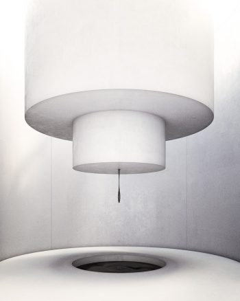 Through the funnel, the pitch drop will slowly form and eventually fall. Image by Nina Canell.