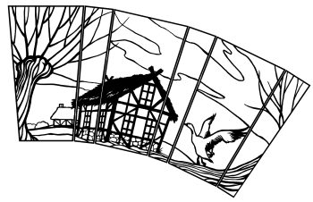 Konstnärens skiss till en av lyktorna till verket "Flykt"